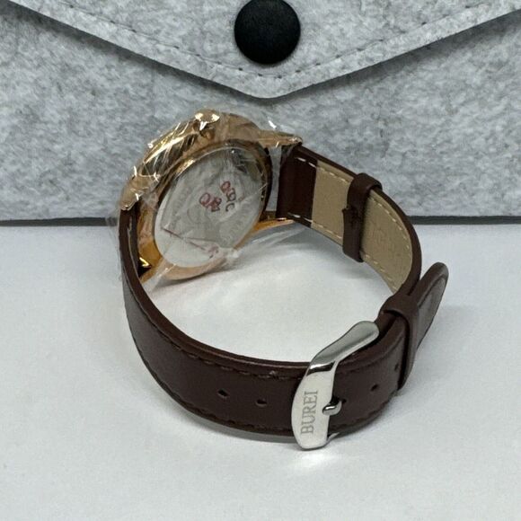 Burei S-19006M Men's Brown Leather Strap Analog Dial Quartz Wrist Watch JNA53 - Picture 9 of 12